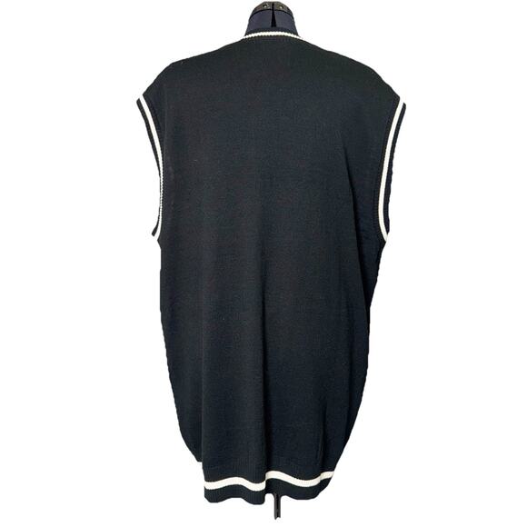 Skull Knit Sleeveless Sweater Vest Women’s 1X Long Black White Gothic Emo Preppy - Picture 3 of 7
